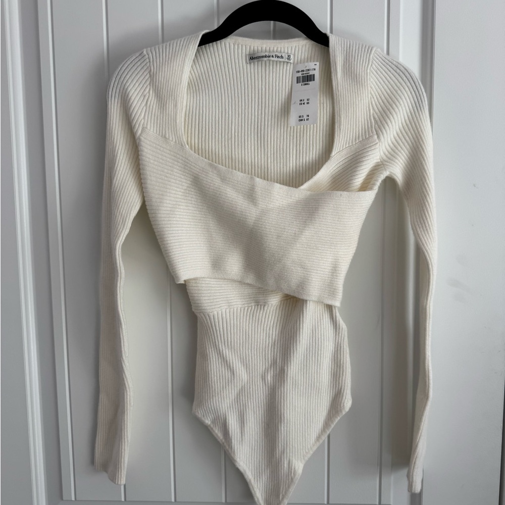 Abercrombie & Fitch Cream Ribbed Bodysuit